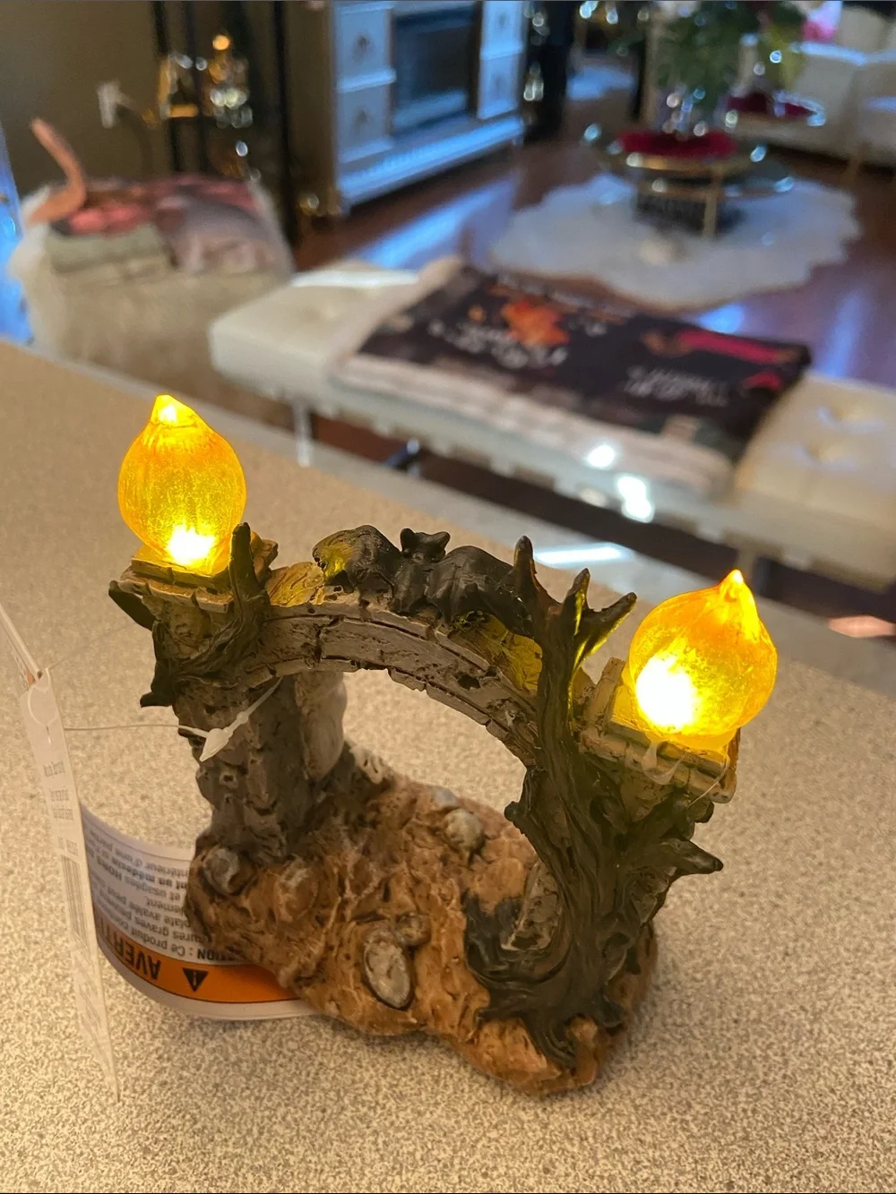 Halloween Cemetery Arch LED Decor - Orange Flames